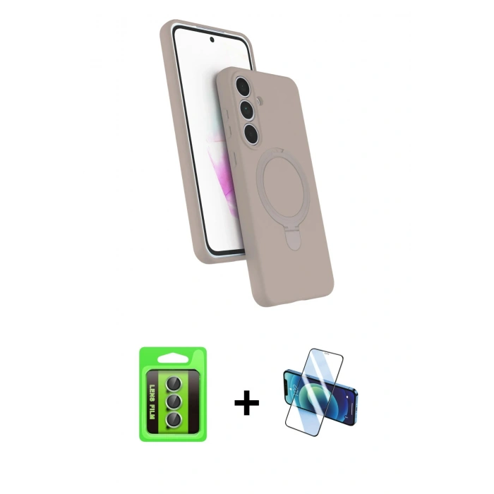 MARSİLYAN™- Galaxy S25 FE Kılıf İz Işık Koleksiyonu - Siyah 3D Antistatik Seramik Nano Ekran Koruyucu + Raze Metal Kamera Lens - YL