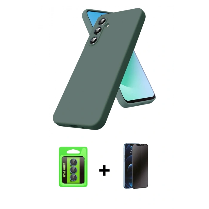 MARSİLYAN™- Galaxy S25 FE Kılıf Kozmos Yansıma Özel Seri - Siyah 3D Antistatik Hayalet Cam Ekran Koruyucu + Raze Metal Kamera Lens - LT