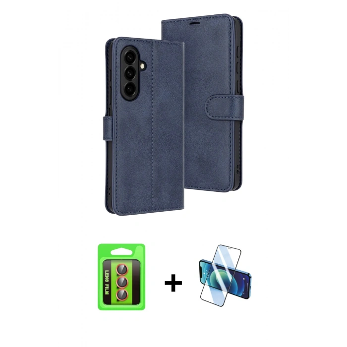 MARSİLYAN™- Galaxy S25 FE Kılıf Siluet Işık Serisi - Siyah 3D Antistatik Seramik Nano Ekran Koruyucu + Raze Metal Kamera Lens - KI