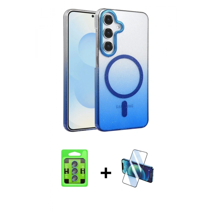 MARSİLYAN™- Galaxy S25 Kılıf Ahenk Doku Özel Seri - Siyah 3D Antistatik Seramik Nano Ekran Koruyucu + Raze Metal Kamera Lens - MI