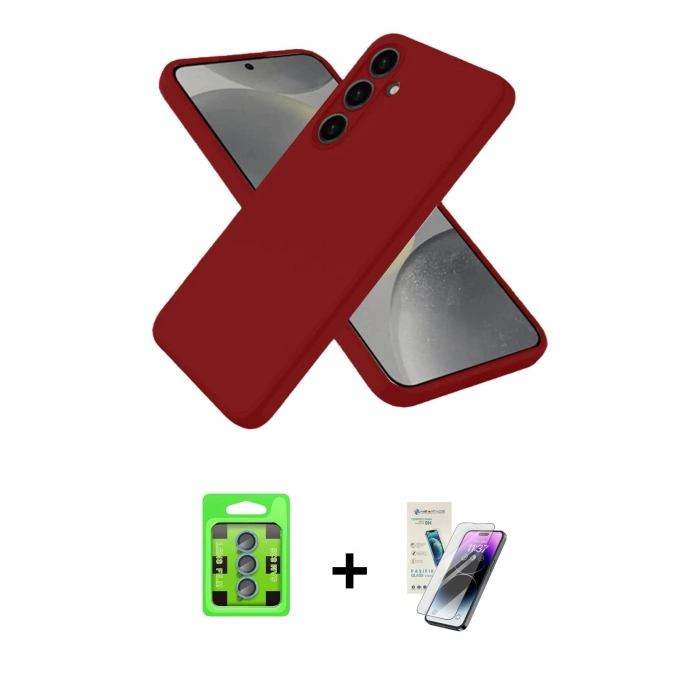 MARSİLYAN™- Galaxy S25 Kılıf Ahenk Serisi - Şeffaf Pasifik Cam Ekran Koruyucu + Raze Metal Kamera Lens - MI