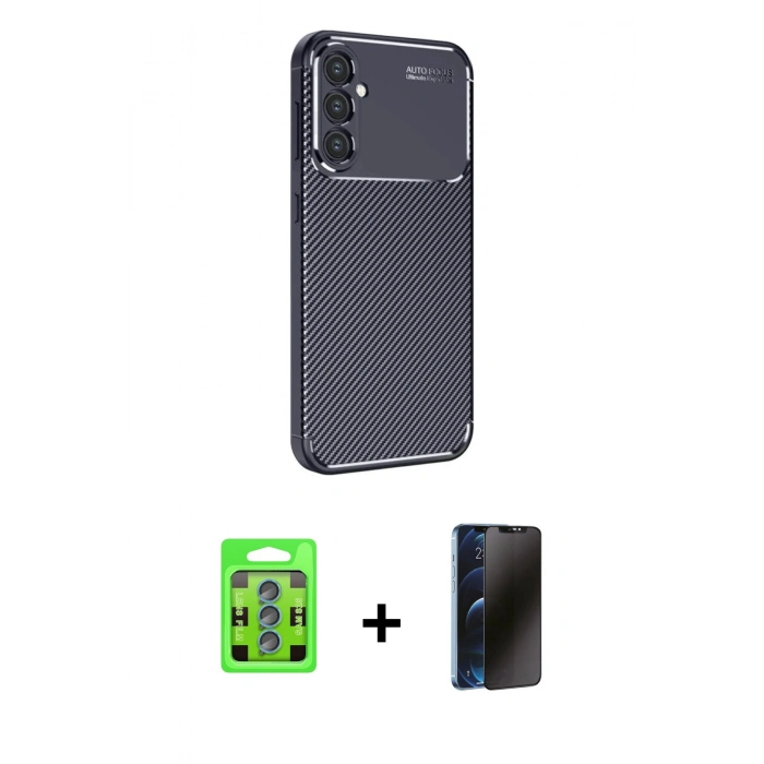 MARSİLYAN™- Galaxy S25 Kılıf Eksen Form Prime - Siyah 3D Antistatik Hayalet Cam Ekran Koruyucu + Raze Metal Kamera Lens - MI