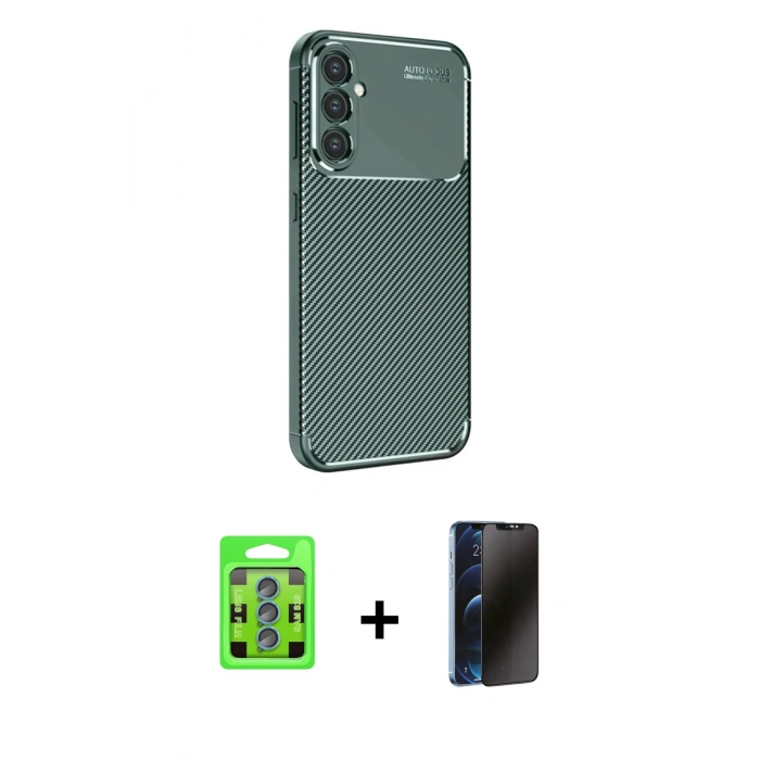 MARSİLYAN™- Galaxy S25 Kılıf Eksen Form Prime - Siyah 3D Antistatik Hayalet Cam Ekran Koruyucu + Raze Metal Kamera Lens - MI