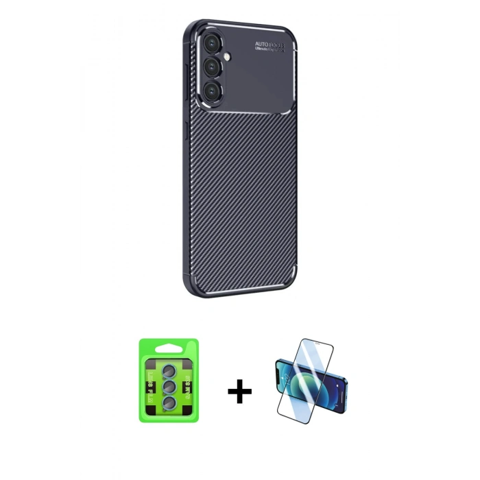 MARSİLYAN™- Galaxy S25 Kılıf Eksen Form Prime - Siyah 3D Antistatik Seramik Nano Ekran Koruyucu + Raze Metal Kamera Lens - MI