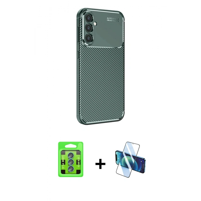MARSİLYAN™- Galaxy S25 Kılıf Eksen Form Prime - Siyah 3D Antistatik Seramik Nano Ekran Koruyucu + Raze Metal Kamera Lens - MI