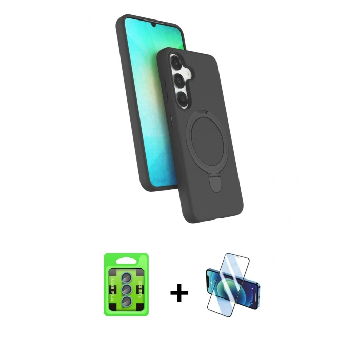 MARSİLYAN™- Galaxy S25 Kılıf İz Işık Koleksiyonu - Siyah 3D Antistatik Seramik Nano Ekran Koruyucu + Raze Metal Kamera Lens - MI