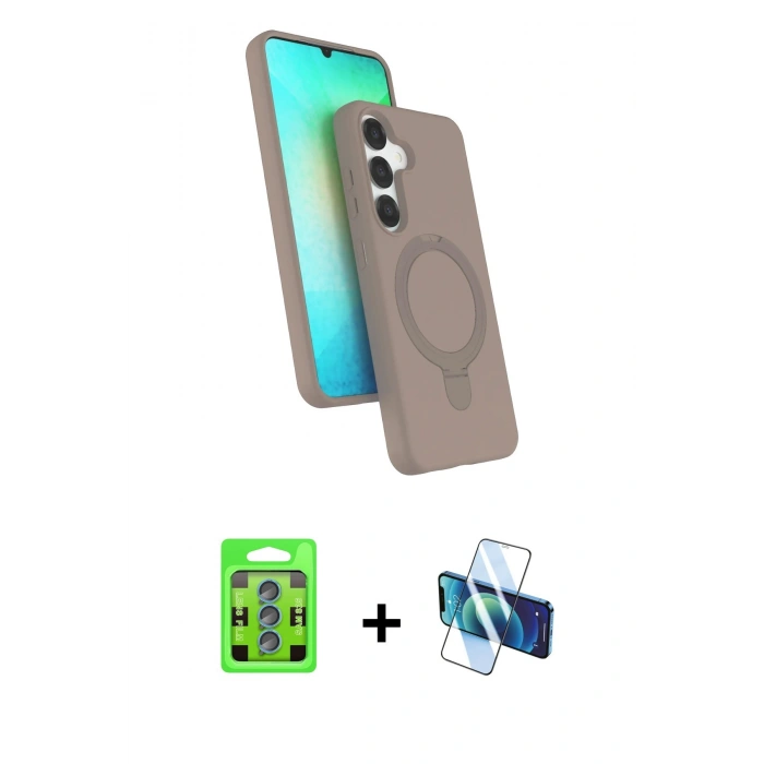 MARSİLYAN™- Galaxy S25 Kılıf İz Işık Koleksiyonu - Siyah 3D Antistatik Seramik Nano Ekran Koruyucu + Raze Metal Kamera Lens - MI