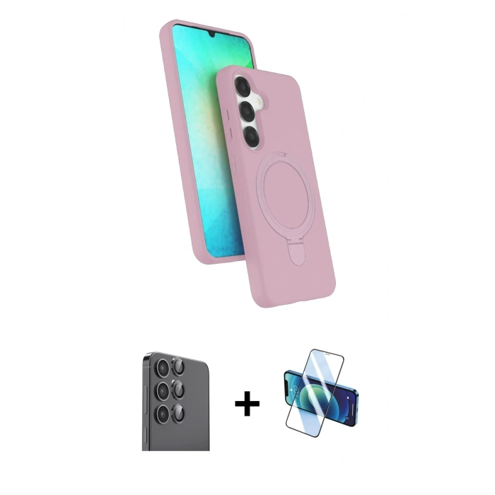 MARSİLYAN™- Galaxy S25 Kılıf İz Işık Koleksiyonu - Siyah 3D Antistatik Seramik Nano Ekran Koruyucu + Siyah Raze Metal Kamera Lens