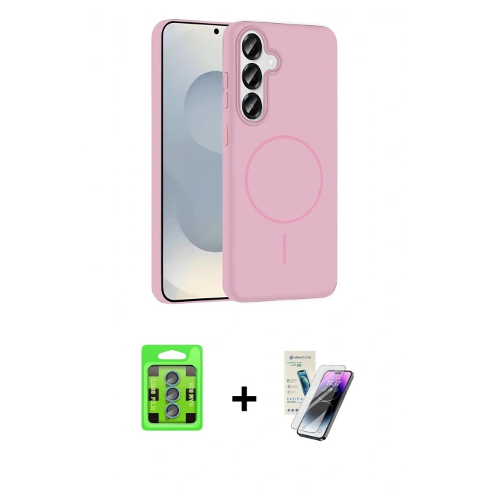 MARSİLYAN™- Galaxy S25 Kılıf Siluet Doku Özel Seri - Şeffaf Pasifik Cam Ekran Koruyucu + Raze Metal Kamera Lens - MI