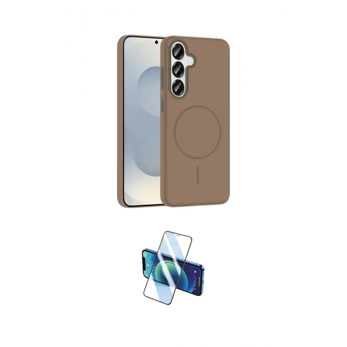 MARSİLYAN™- Galaxy S25 Kılıf Siluet Doku Özel Seri - Siyah 3D Antistatik Cam Ekran Koruyucu