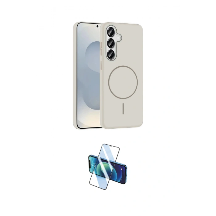 MARSİLYAN™- Galaxy S25 Kılıf Siluet Doku Özel Seri - Siyah 3D Antistatik Cam Ekran Koruyucu