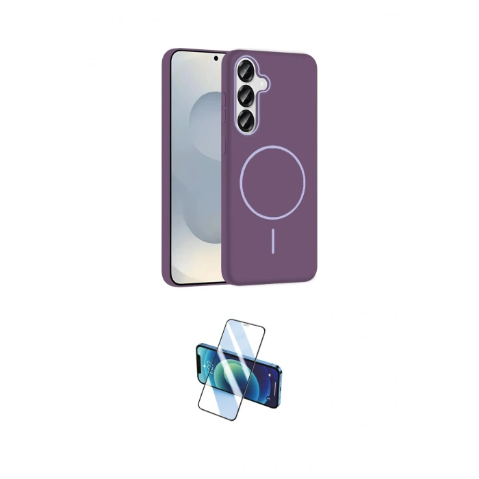 MARSİLYAN™- Galaxy S25 Kılıf Siluet Doku Özel Seri - Siyah 3D Antistatik Cam Ekran Koruyucu