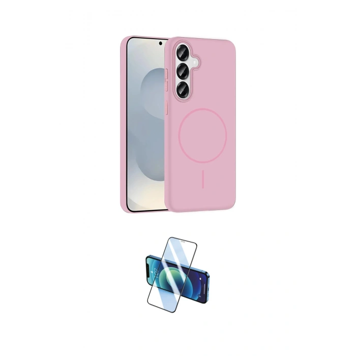 MARSİLYAN™- Galaxy S25 Kılıf Siluet Doku Özel Seri - Siyah 3D Antistatik Cam Ekran Koruyucu