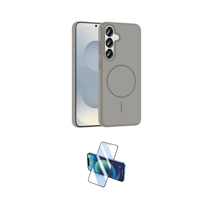 MARSİLYAN™- Galaxy S25 Kılıf Siluet Doku Özel Seri - Siyah 3D Antistatik Cam Ekran Koruyucu