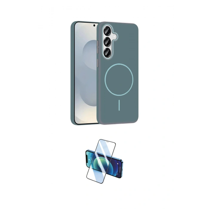 MARSİLYAN™- Galaxy S25 Kılıf Siluet Doku Özel Seri - Siyah 3D Antistatik Cam Ekran Koruyucu
