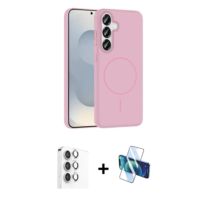 MARSİLYAN™- Galaxy S25 Kılıf Siluet Doku Özel Seri - Siyah 3D Antistatik Seramik Nano Ekran Koruyucu + Raze Metal Kamera Lens - GS