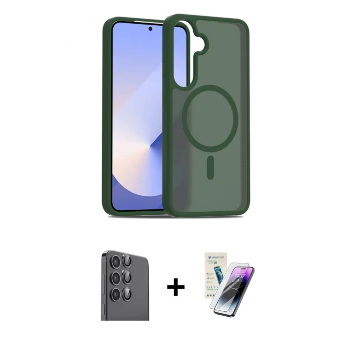 MARSİLYAN™- Galaxy S25 Kılıf Siluet Minimal Prime - Şeffaf Pasifik Cam Ekran Koruyucu + Raze Metal Kamera Lens - SH