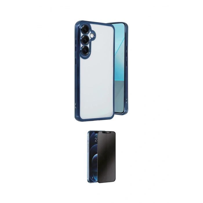 MARSİLYAN™- Galaxy S25 Kılıf Vadi Minimal - Siyah 3D Antistatik Hayalet Cam Ekran Koruyucu