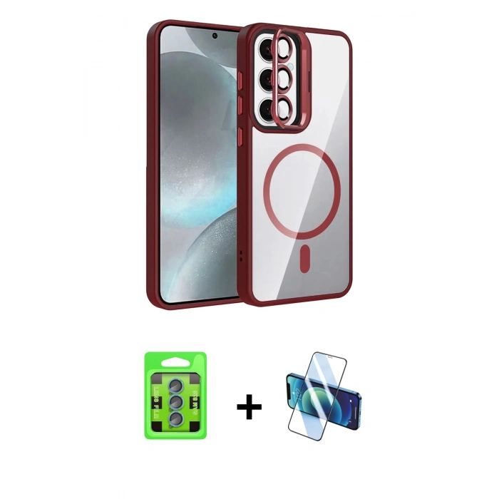 MARSİLYAN™- Galaxy S25 Kılıf Yadigar Asil Koleksiyonu - Siyah 3D Antistatik Cam Ekran Koruyucu + Raze Metal Kamera Lens - MI