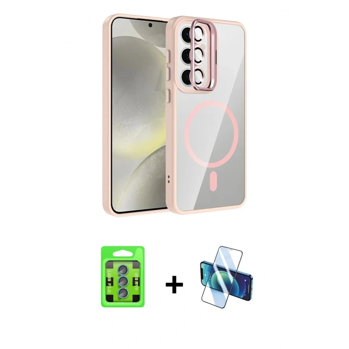 MARSİLYAN™- Galaxy S25 Kılıf Yadigar Asil Koleksiyonu - Siyah 3D Antistatik Cam Ekran Koruyucu + Raze Metal Kamera Lens - MI