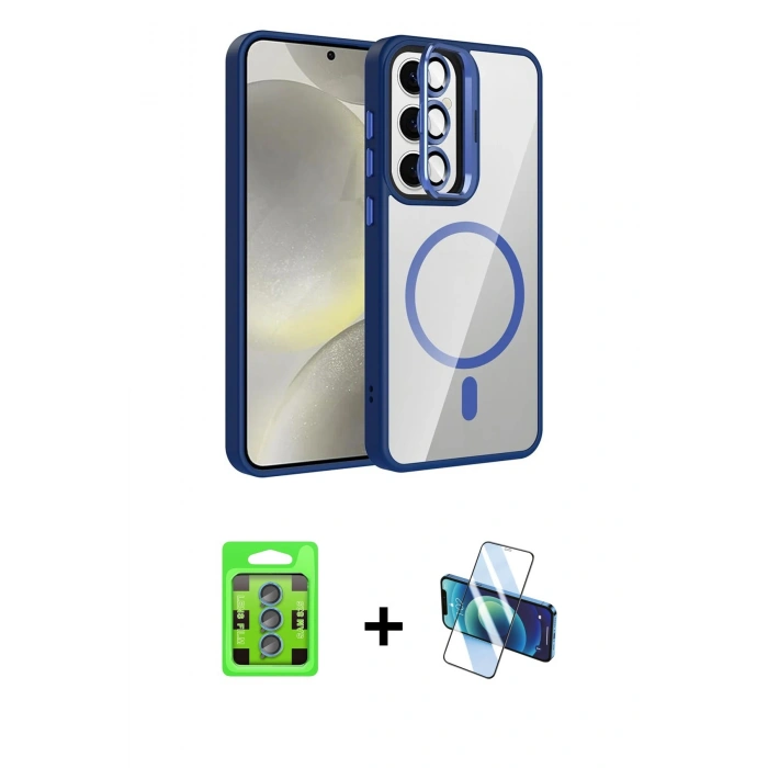 MARSİLYAN™- Galaxy S25 Kılıf Yadigar Asil Koleksiyonu - Siyah 3D Antistatik Cam Ekran Koruyucu + Raze Metal Kamera Lens - MI