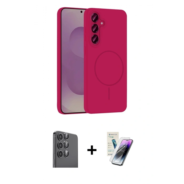 MARSİLYAN™- Galaxy S25 Kılıf Yankı Form Serisi - Şeffaf Pasifik Cam Ekran Koruyucu + Raze Metal Kamera Lens - SH