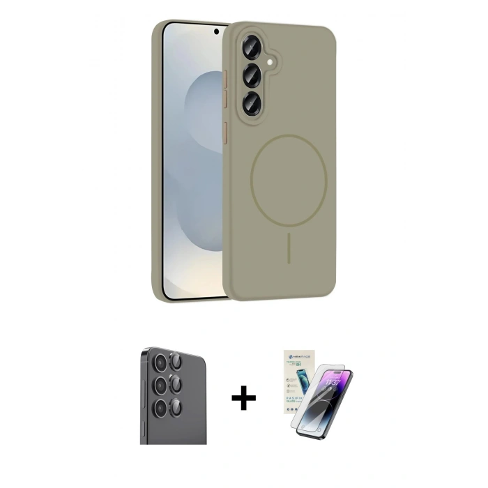 MARSİLYAN™- Galaxy S25 Kılıf Yankı Form Serisi - Şeffaf Pasifik Cam Ekran Koruyucu + Raze Metal Kamera Lens - SH