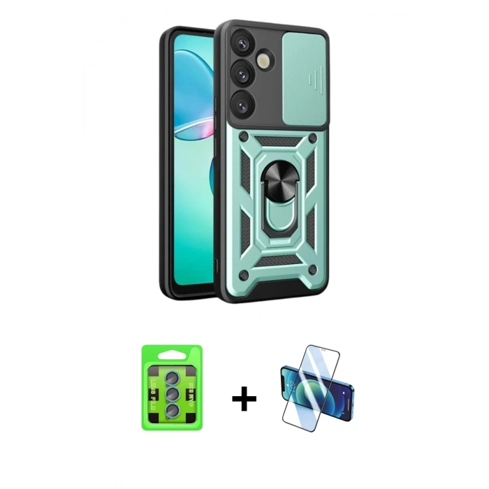 MARSİLYAN™- Galaxy S25 Plus Kılıf Ahenk Klasik - Siyah 3D Antistatik Seramik Nano Ekran Koruyucu + Raze Metal Kamera Lens - MI