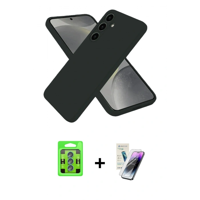 MARSİLYAN™- Galaxy S25 Plus Kılıf Ahenk Serisi - Şeffaf Pasifik Cam Ekran Koruyucu + Raze Metal Kamera Lens - MI