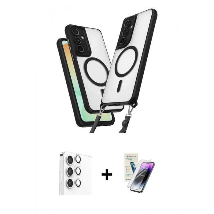 MARSİLYAN™- Galaxy S25 Plus Kılıf Atlas Doku Koleksiyonu - Şeffaf Pasifik Cam Ekran Koruyucu + Raze Metal Kamera Lens - GS