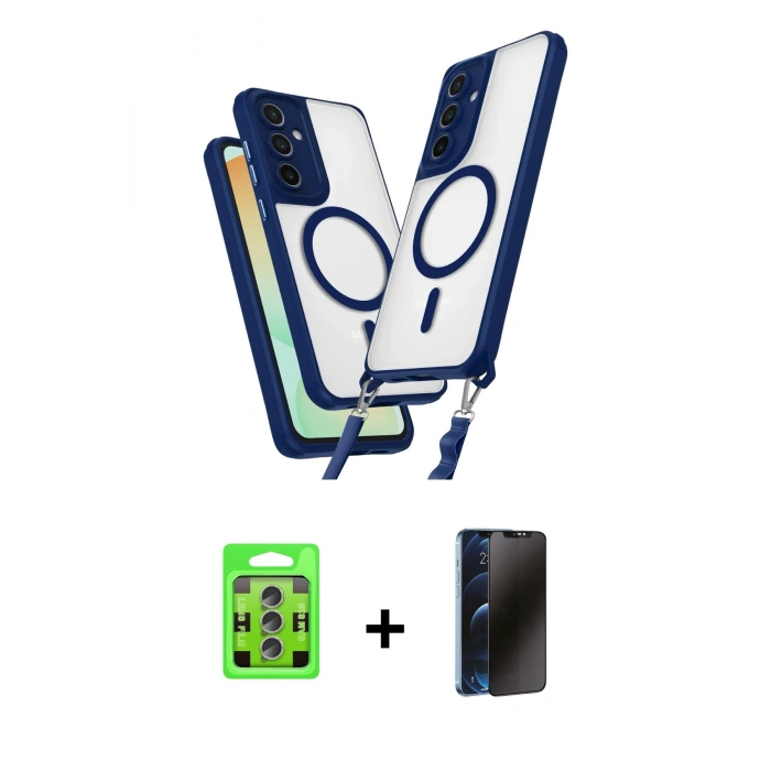 MARSİLYAN™- Galaxy S25 Plus Kılıf Atlas Doku Koleksiyonu - Siyah 3D Antistatik Hayalet Cam Ekran Koruyucu + Raze Metal Kamera Lens - LI