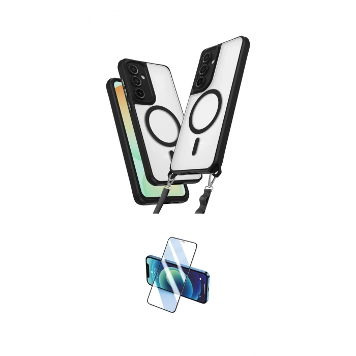 MARSİLYAN™- Galaxy S25 Plus Kılıf Atlas Doku Koleksiyonu - Siyah 3D Antistatik Seramik Nano Ekran Koruyucu