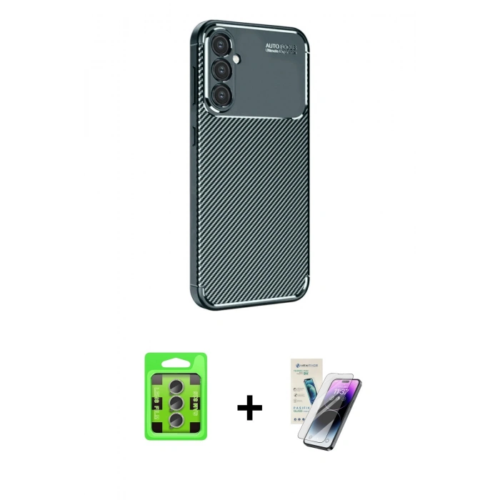 MARSİLYAN™- Galaxy S25 Plus Kılıf Eksen Form Prime - Şeffaf Pasifik Cam Ekran Koruyucu + Raze Metal Kamera Lens - LI