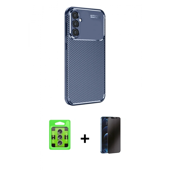 MARSİLYAN™- Galaxy S25 Plus Kılıf Eksen Form Prime - Siyah 3D Antistatik Hayalet Cam Ekran Koruyucu + Raze Metal Kamera Lens - LI