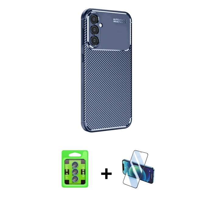 MARSİLYAN™- Galaxy S25 Plus Kılıf Eksen Form Prime - Siyah 3D Antistatik Seramik Nano Ekran Koruyucu + Raze Metal Kamera Lens - MI