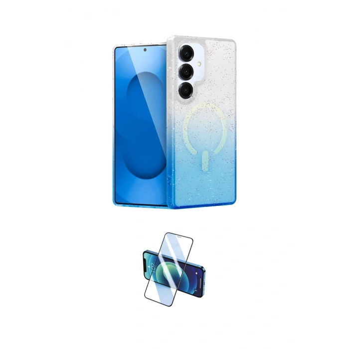 MARSİLYAN™- Galaxy S25 Plus Kılıf Eksen Minimal Özel Seri - Siyah 3D Antistatik Cam Ekran Koruyucu