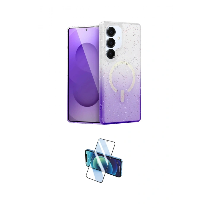 MARSİLYAN™- Galaxy S25 Plus Kılıf Eksen Minimal Özel Seri - Siyah 3D Antistatik Cam Ekran Koruyucu