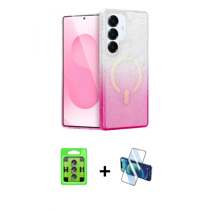 MARSİLYAN™- Galaxy S25 Plus Kılıf Eksen Minimal Özel Seri - Siyah 3D Antistatik Seramik Nano Ekran Koruyucu + Raze Metal Kamera Lens - LI