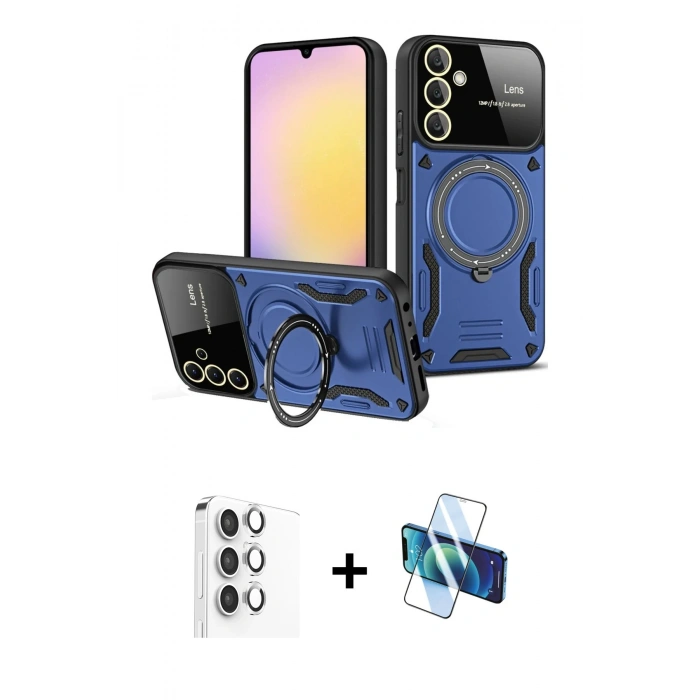 MARSİLYAN™- Galaxy S25 Plus Kılıf Kıvılcım Modern Serisi - Siyah 3D Antistatik Seramik Nano Ekran Koruyucu + Raze Metal Kamera Lens - GS
