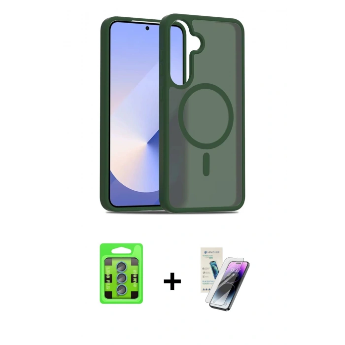 MARSİLYAN™- Galaxy S25 Plus Kılıf Siluet Minimal Prime - Şeffaf Pasifik Cam Ekran Koruyucu + Raze Metal Kamera Lens - MI