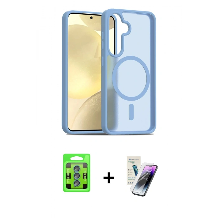 MARSİLYAN™- Galaxy S25 Plus Kılıf Siluet Minimal Prime - Şeffaf Pasifik Cam Ekran Koruyucu + Raze Metal Kamera Lens - MI