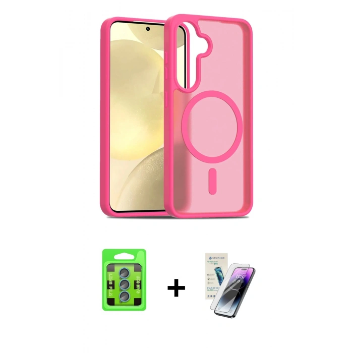 MARSİLYAN™- Galaxy S25 Plus Kılıf Siluet Minimal Prime - Şeffaf Pasifik Cam Ekran Koruyucu + Raze Metal Kamera Lens - MI