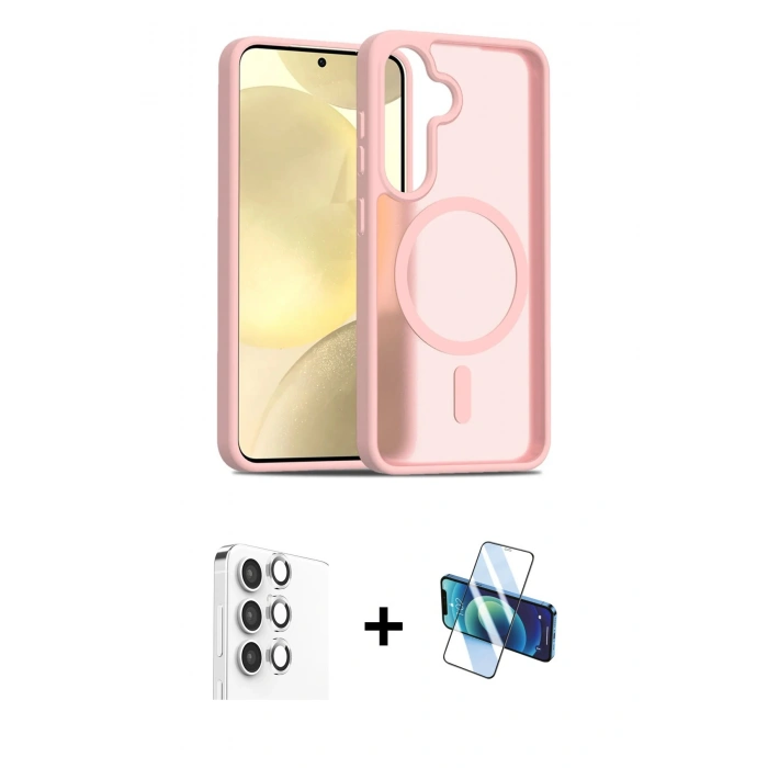 MARSİLYAN™- Galaxy S25 Plus Kılıf Siluet Minimal Prime - Siyah 3D Antistatik Cam Ekran Koruyucu + Raze Metal Kamera Lens - GS