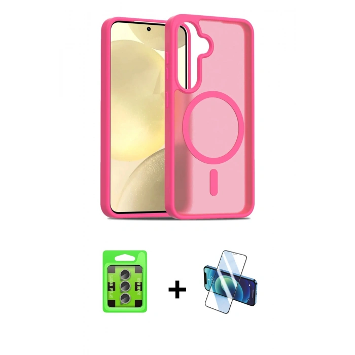 MARSİLYAN™- Galaxy S25 Plus Kılıf Siluet Minimal Prime - Siyah 3D Antistatik Seramik Nano Ekran Koruyucu + Raze Metal Kamera Lens - LI