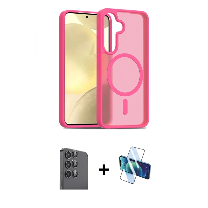 MARSİLYAN™- Galaxy S25 Plus Kılıf Siluet Minimal Prime - Siyah 3D Antistatik Seramik Nano Ekran Koruyucu + Raze Metal Kamera Lens - SH