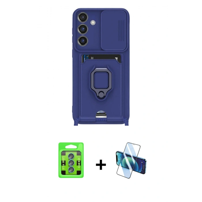 MARSİLYAN™- Galaxy S25 Plus Kılıf Vadi Form Prime - Siyah 3D Antistatik Cam Ekran Koruyucu + Raze Metal Kamera Lens - MI