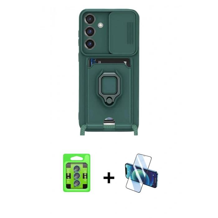 MARSİLYAN™- Galaxy S25 Plus Kılıf Vadi Form Prime - Siyah 3D Antistatik Cam Ekran Koruyucu + Raze Metal Kamera Lens - MI