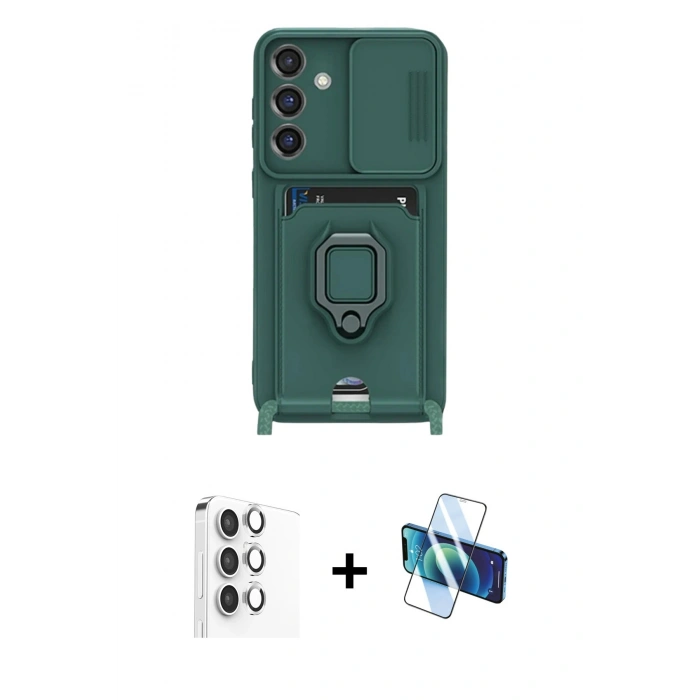 MARSİLYAN™- Galaxy S25 Plus Kılıf Vadi Form Prime - Siyah 3D Antistatik Seramik Nano Ekran Koruyucu + Raze Metal Kamera Lens - GS