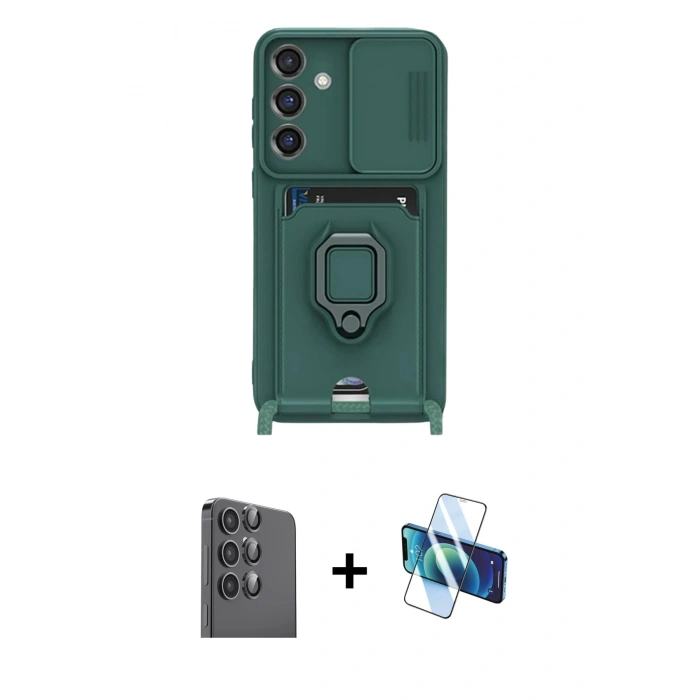 MARSİLYAN™- Galaxy S25 Plus Kılıf Vadi Form Prime - Siyah 3D Antistatik Seramik Nano Ekran Koruyucu + Raze Metal Kamera Lens - SH