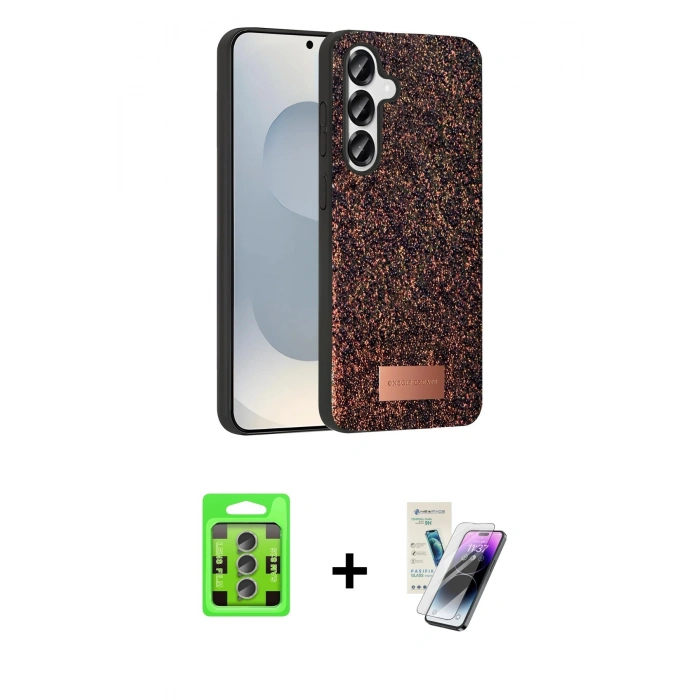 MARSİLYAN™- Galaxy S25 Plus Kılıf Vadi Klasik Serisi - Şeffaf Pasifik Cam Ekran Koruyucu + Raze Metal Kamera Lens - LI